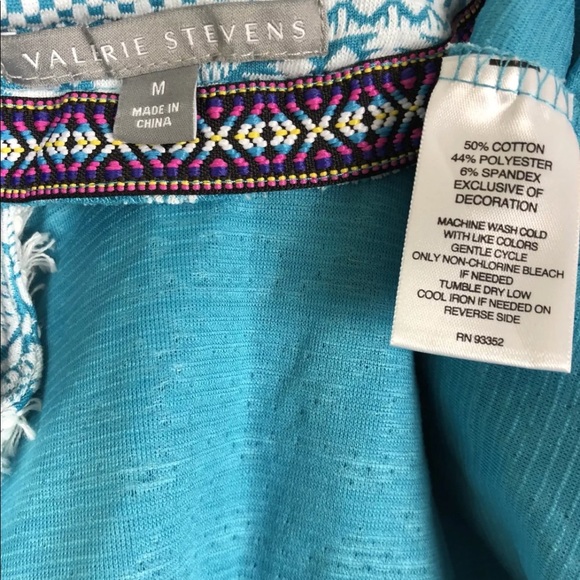 Valerie Stevens Blue White Tribal Fringe Blazer - Picture 7 of 7